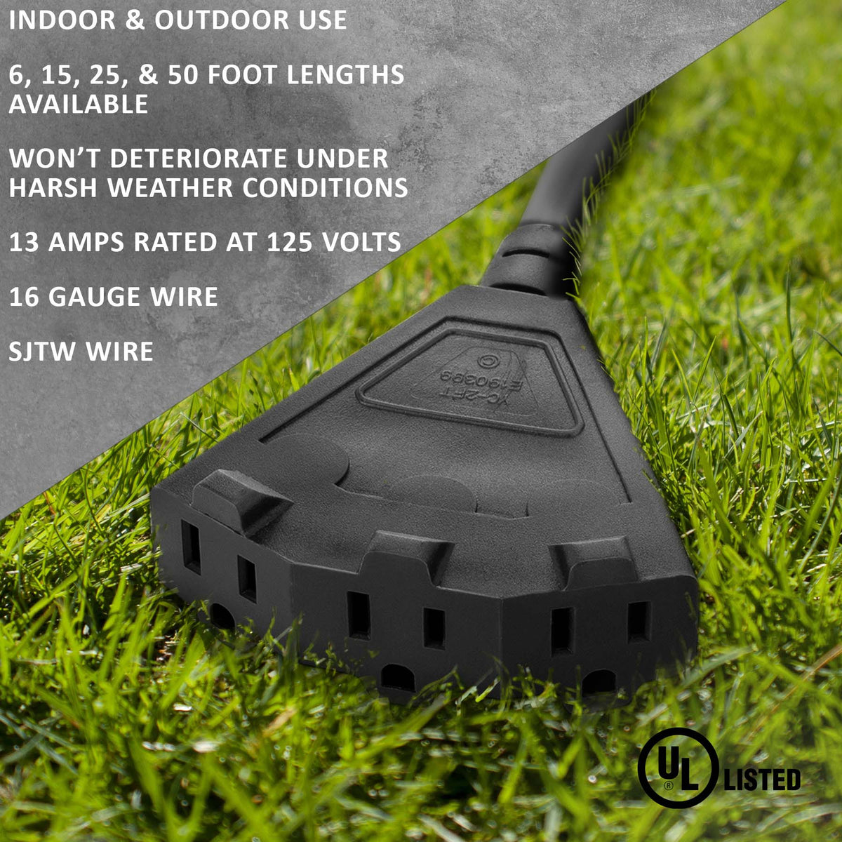 Black Outdoor Extension Cords | Perfect For Lawn & Landscape Lighting - HLO Lighting