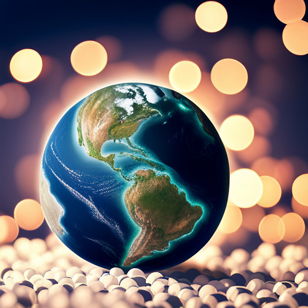 Image of Earth surrounded by glowing lights