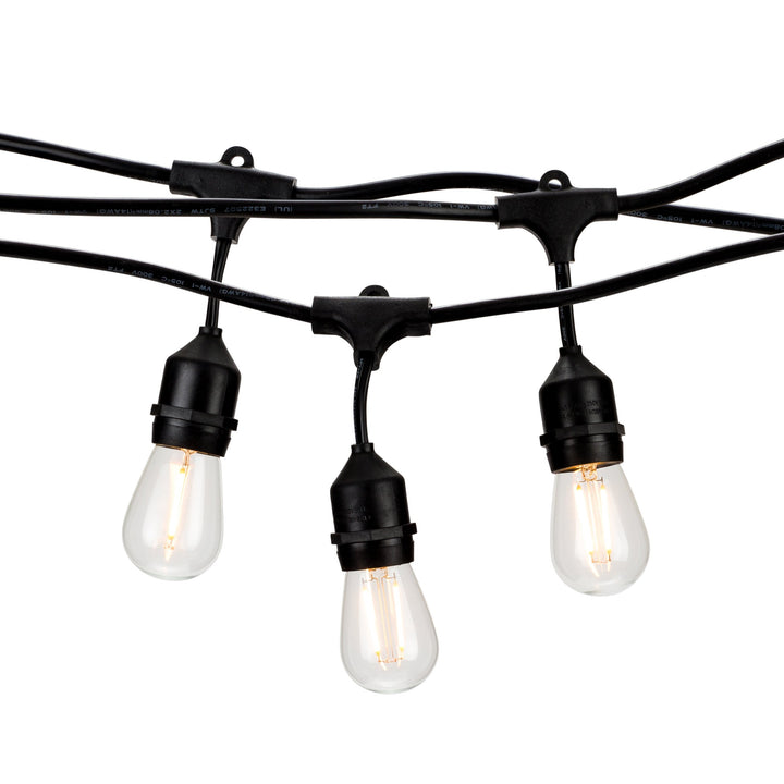 Outdoor LED Patio Light String | 46-Foot Light Strand With 3-Foot Socket Spacings - HLO Lighting