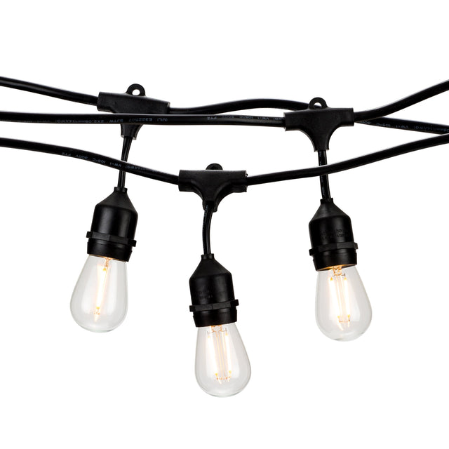 Outdoor LED Patio Light String | 48-Foot Light Strand With 2-Foot Socket Spacings - HLO Lighting