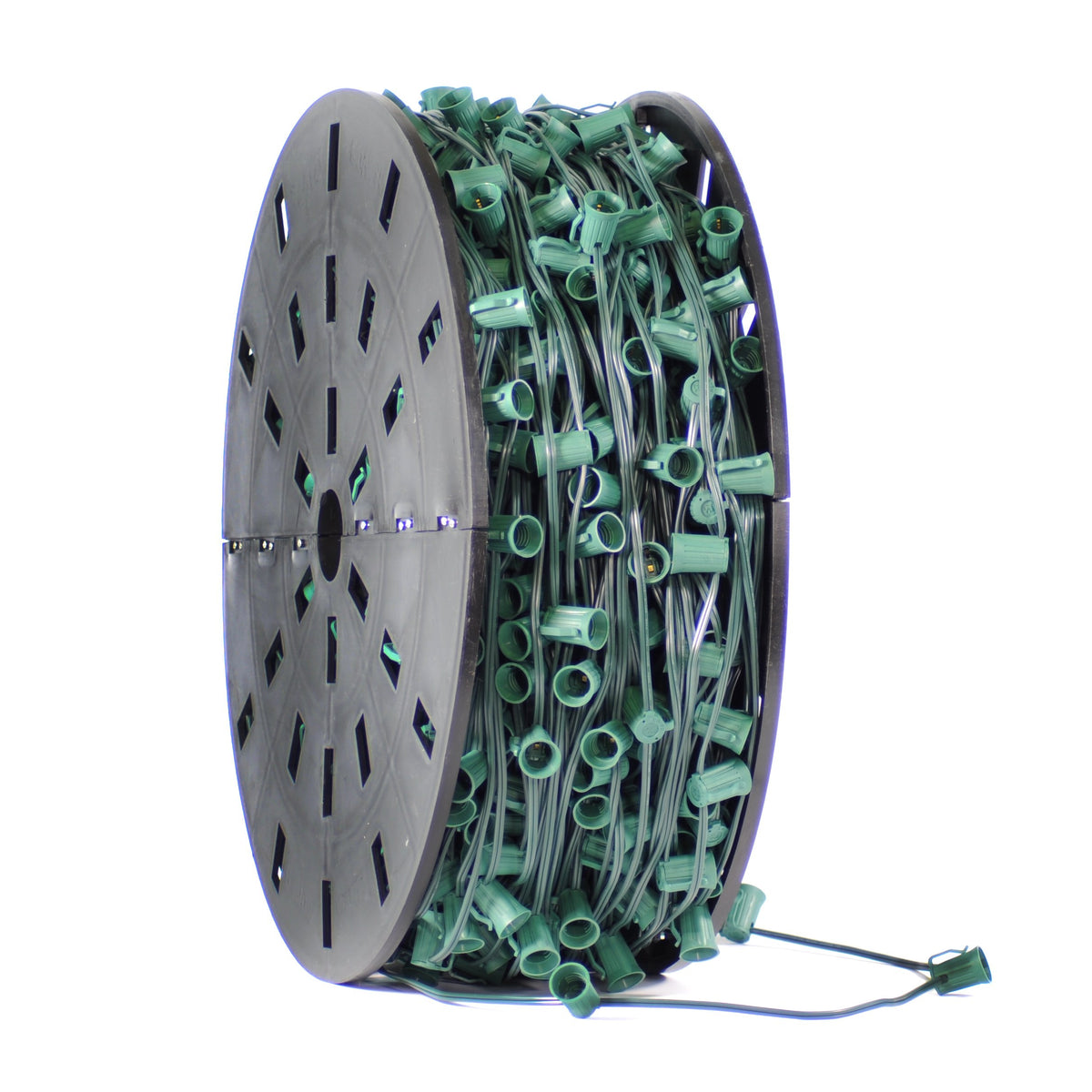 C9 Light Stringer Bulk Spool · 15-Inch Spacing E17 Sockets · SPT-2 Wire · 1000 Feet - HLO Lighting