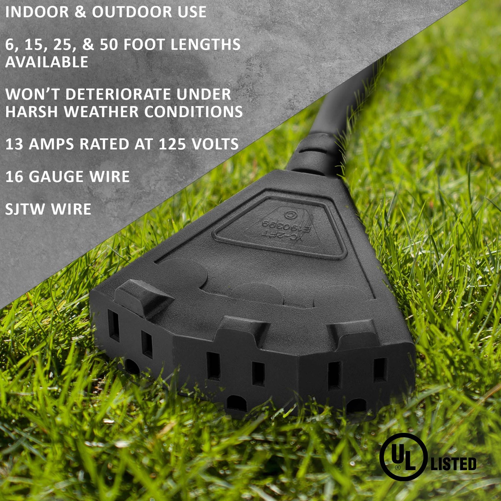 Black Outdoor Extension Cords | Perfect For Lawn & Landscape Lighting - HLO Lighting